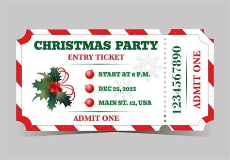 Premium Vector Christmas Party Colorful Ticket Template For Admit One