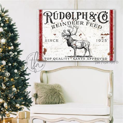 Rustic Christmas Sign Reindeer Feed Sign Modern Farmhouse Wall Etsy