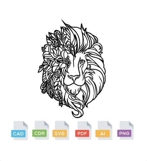 Lion Laser Cut File Cnc Route File Wall Art Panel Dxf File Lion Svg