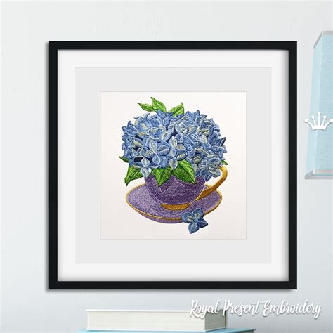 Machine Embroidery Design Hydrangea In The Teacup Royal Present