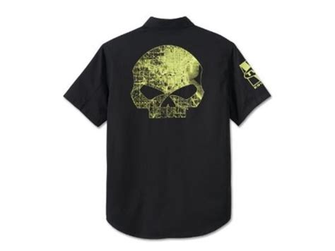 Harley Davidson Kurzarm Hemd Woven Black Skull F R Herren