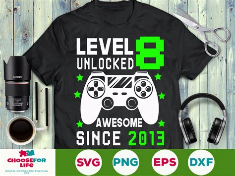 Level Unlocked Svg Th Birthday Gamer Years Old Video Game Etsy