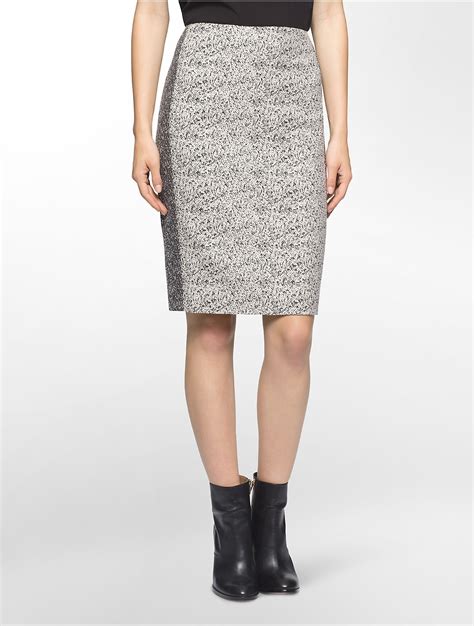 Lyst Calvin Klein Black White Pencil Skirt In Black