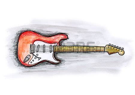 Dibujo Ilustraci N De Una Guitarra El Ctrica Sobre Fondo Blanco Foto De