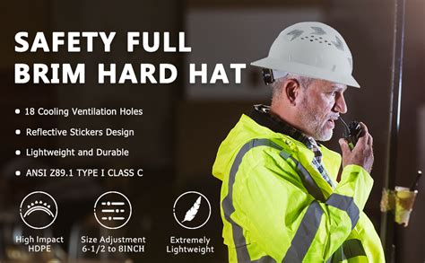 Uninova Full Brim Hard Hat Hardhats Men Ansi Approved Osha Cascos De Construccion Vented Hard