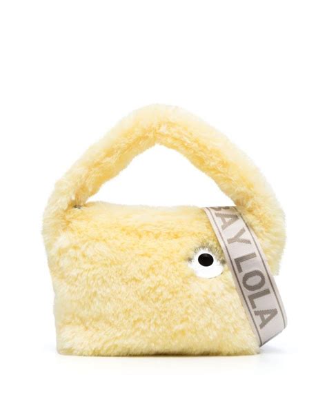 Bimba Y Lola Faux Fur Logo Plaque Tote Bag In Metallic Lyst