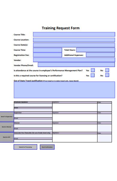 Free Training Request Forms In Pdf Ms Word