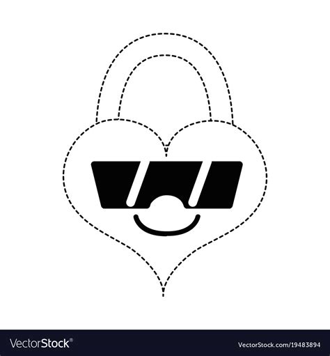 Dotted Shape Happy Heart Padlock Kawaii Royalty Free Vector