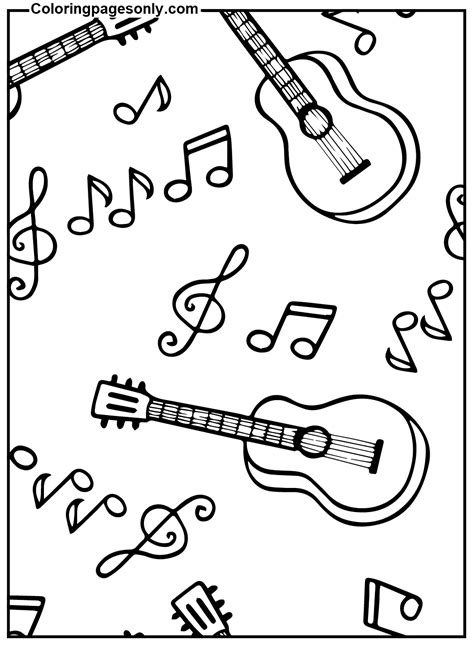 Coloriages De Guitare Coloringpagesonly