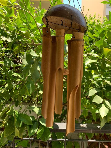 Coconut Bamboo Wind Chime Wind Chimes Bell Garden Home Etsy