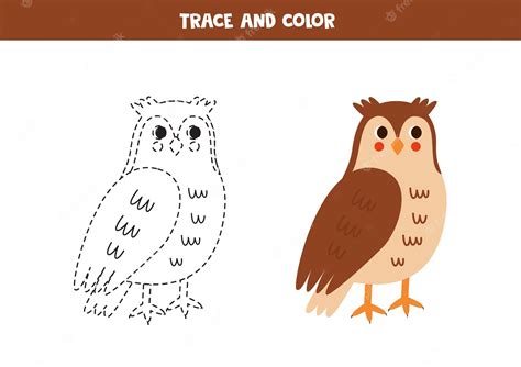 Premium Vector Trace And Color Cartoon Cute Owl Worksheet For Children