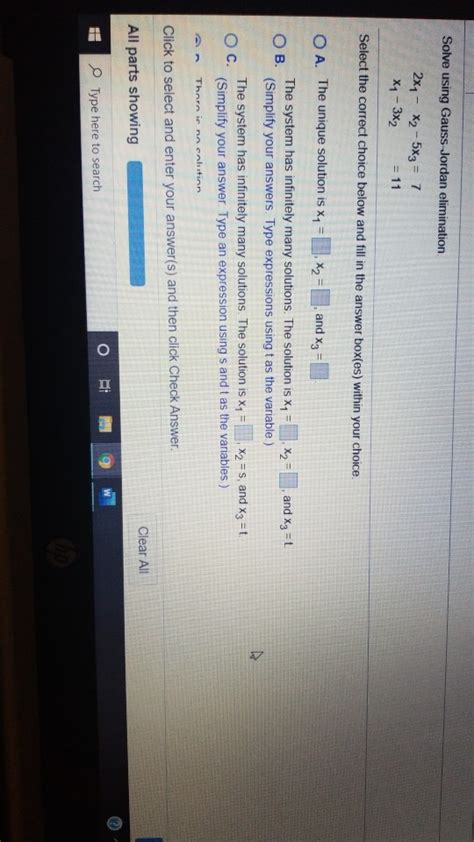 Solved Solve Using Gauss Jordan Elimination 2x4 X2 5x3 Chegg