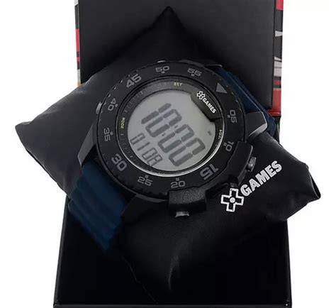 Reloj Digital X Games Para Hombre Negro Y Azul Xmppd655 Color De