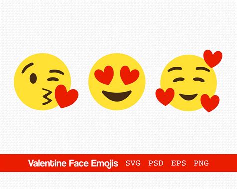 Valentines Day Emojis Valentine Emojis Cute Valentine Etsy