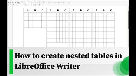 How To Create Nested Tables In Libreoffice Writer Youtube