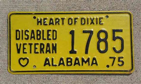 1975 Alabama Disabled Military Veteran License Plate