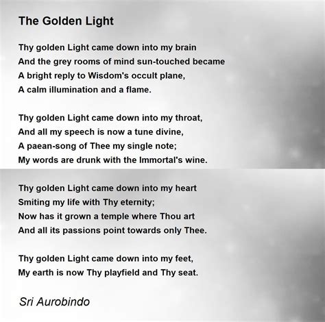 The Golden Light Poem By Sri Aurobindo Poem Hunter