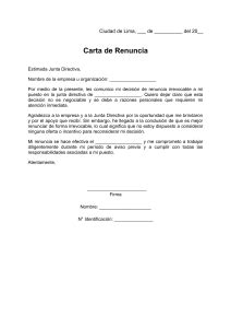 Carta De Renuncia Irrevocable A Junta Directiva Ejemplos