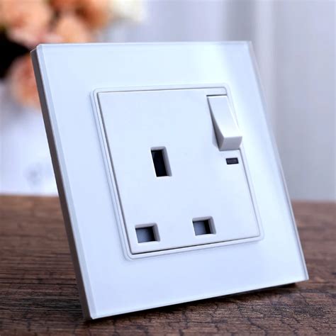 Gang Way Push Button Switch Outlet Plug White Crystal Glass Panel