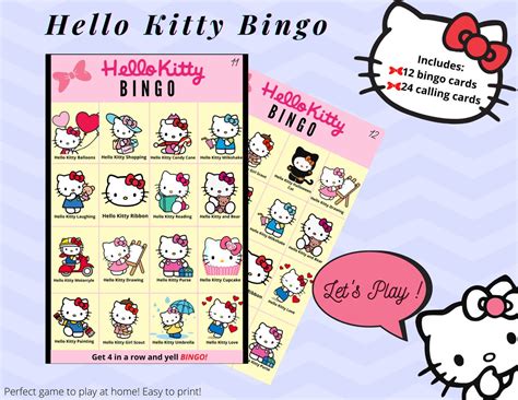 Hello Kitty Bingo Hello Kitty Printable Bingo Hello Kitty Etsy