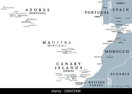 Mapa Pol Tico De Las Azores Fotograf A De Stock Alamy