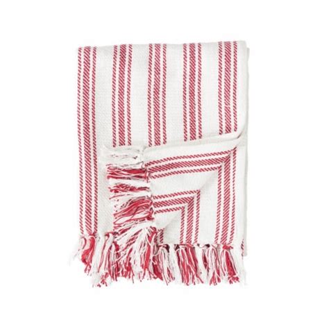 50 X 60 Ticking Stripe Crimson Red July 4th Throw Blanket 1 Frys