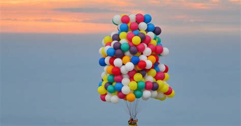 Up Up And Away Man Tries Flying With Just Balloons