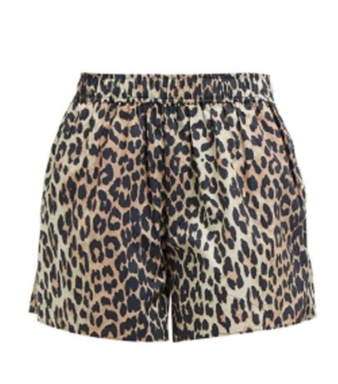 Ganni Leopard Print Cotton Poplin Shorts Leopard Print Shorts Ganni