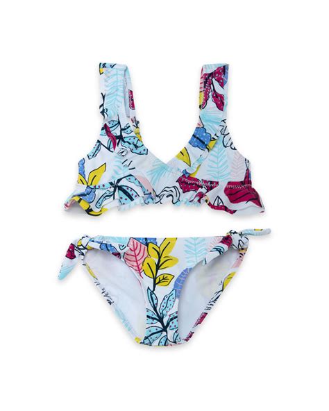 Comprar Bikini Estampado Hojas Multicolor Volantes Ni A Tuc Tuc