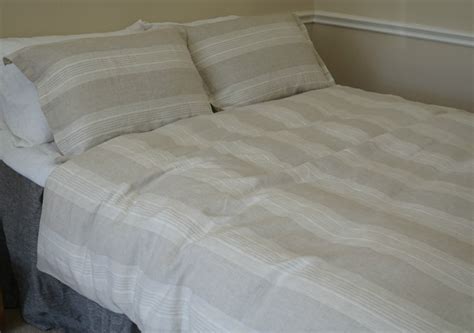 Natural Linen Striped Duvet Cover Over 16 Stripe Patterns Custom Size