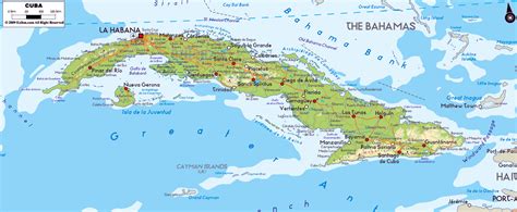 Large physical map of Cuba with roads, cities and airports | Cuba ...