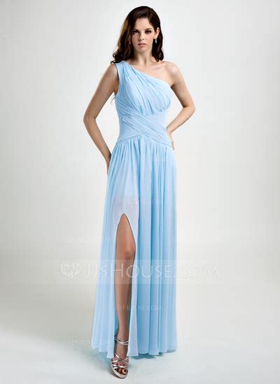 A Linie Princess Linie One Shoulder Träger Bodenlang Chiffon