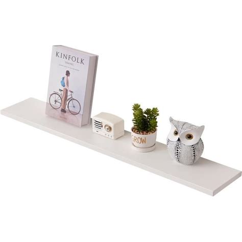 Étagère Murale Flottante En Chêne Massif Blanc De 90 Cm Pour Salon