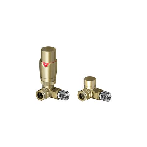 Brushed Brass Corner Trv Radiator Valves