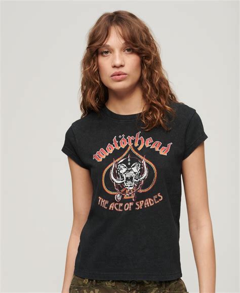 Women s Motörhead x Superdry Cap Sleeve Band T Shirt in Heavy Black