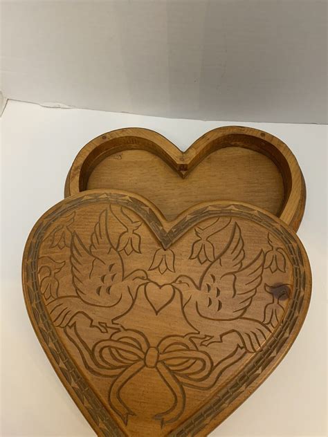 Wooden Heart Shape Box Designed By V L Preator 11 5 X 3 5 Inches EBay