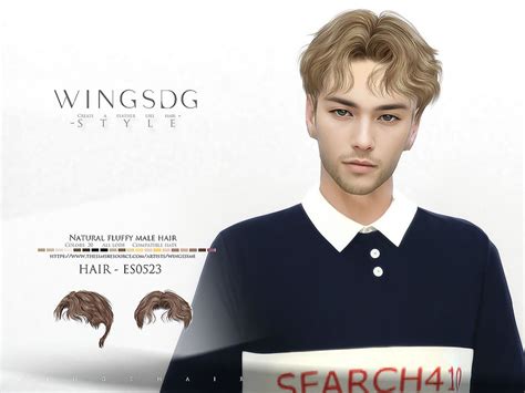 The Sims Resource Wings Es0523 Natural Fluffy Male Hair