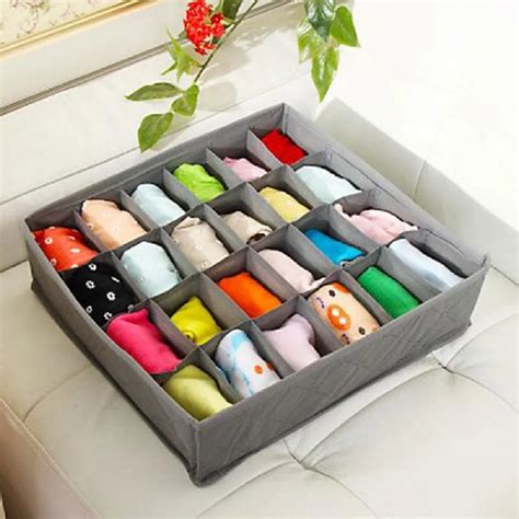 Folding Cell Bamboo Charcoal Underwear Bra Organizer Storage Box Drawer Closet Organizers Boxes