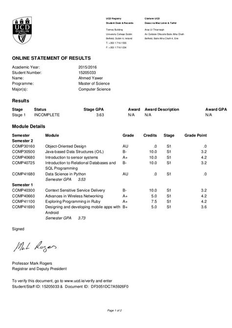 Statement Of Results