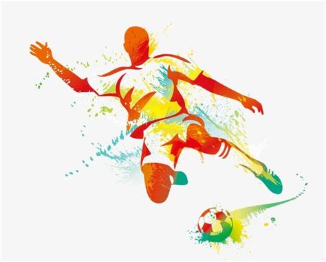 an abstract soccer player kicking the ball