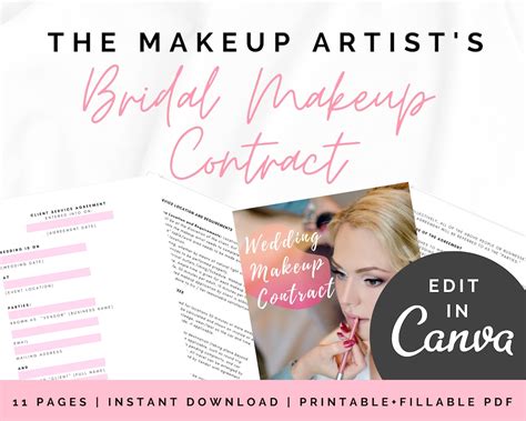 Makeup Artist Bridal Contract Wedding Contract For Makeup Etsy España