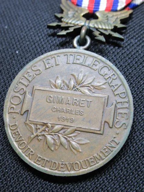 1 16JA BELLE MÉDAILLE civile datée de 1919 postes télégraphes FRENCH