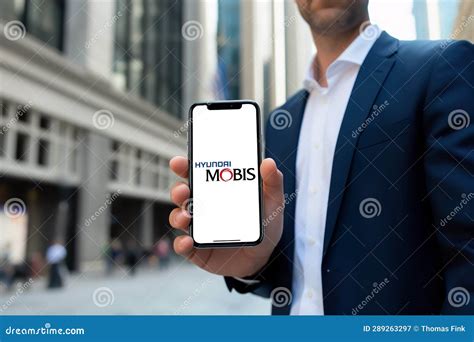 Hyundai Mobis Logo Displayed On An Iphone Screen Editorial Photography