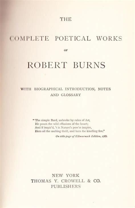 The Complete Poetical Works Of Robert Burns By Burns Robert Very Good