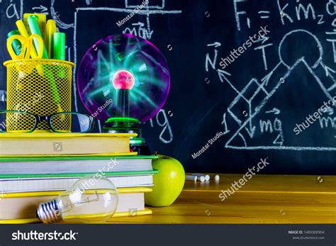 physics classroom school physics formulas drawn stock photo