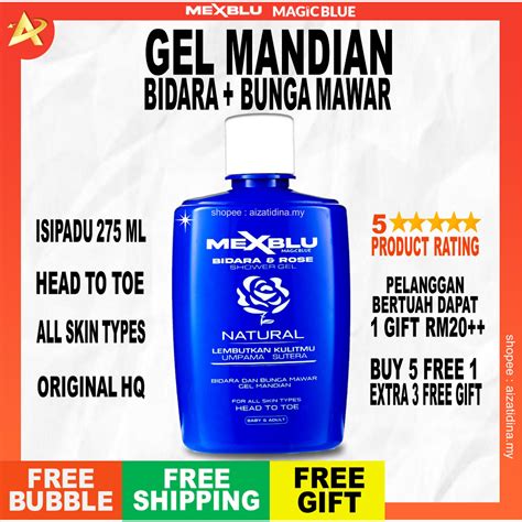 5 FREE 1 Mexblu Magic Blue Sabun Mandi 275 Ml Bidara Rose Gel Mandian