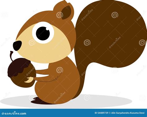 Cute Cartoon Squirrel Eating Peanuts Stock Vector - Image: 54489739