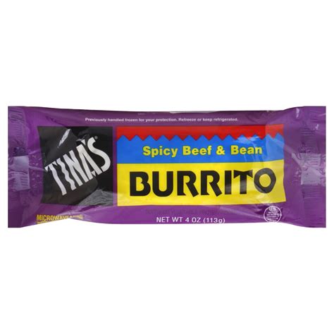 Tina S Spicy Beef Bean Burrito 4 Oz Shipt