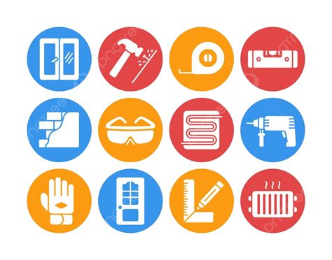 Collection Of Icons Representing Building Construction And Home Repairs