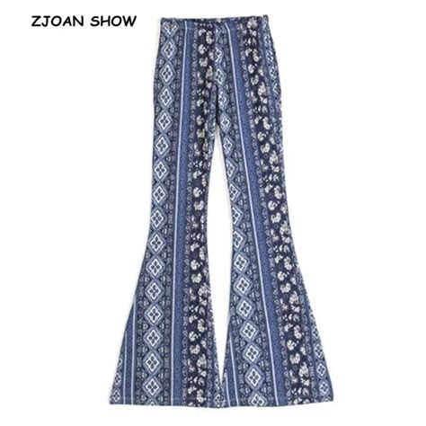 Ethnic Geometric Print Flare Pants Women Bohemian Tribal African Hippie